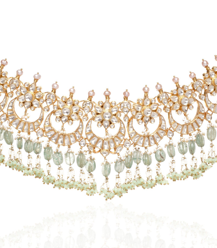 AISH GREEN KUNDAN NECKLACE SET
