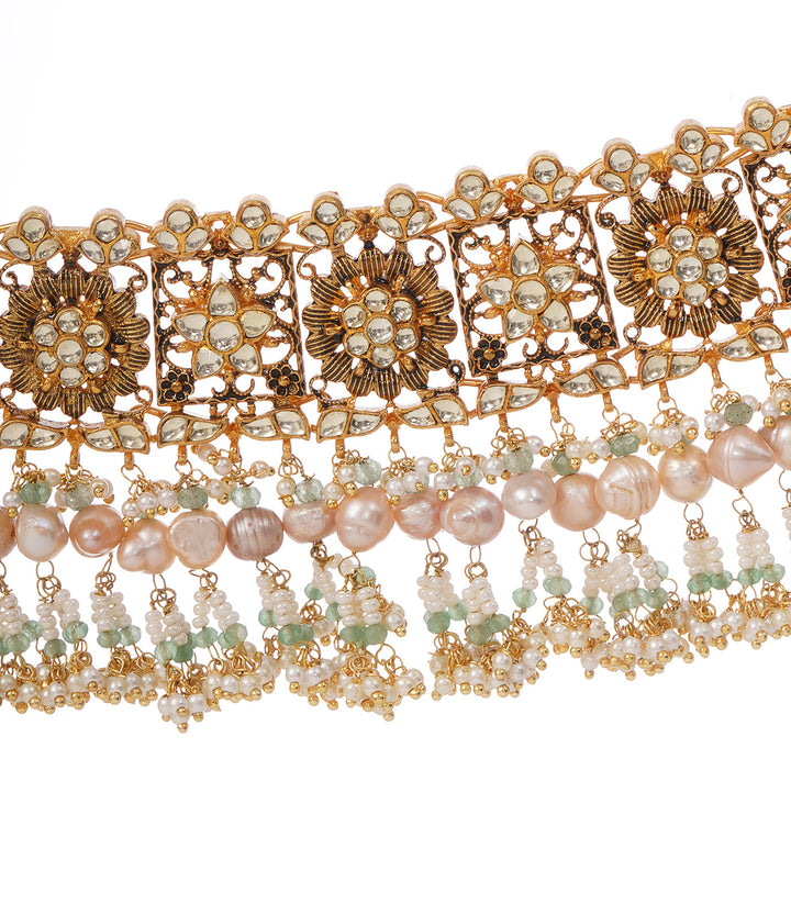 SARITA GOLD PLATED KUNDAN NECKLACE SET