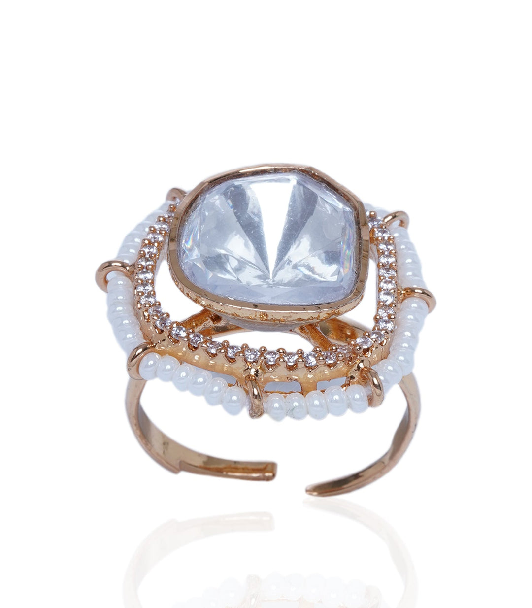 Mohini White Polki Ring