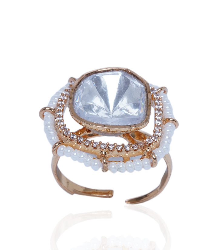 Mohini White Polki Ring