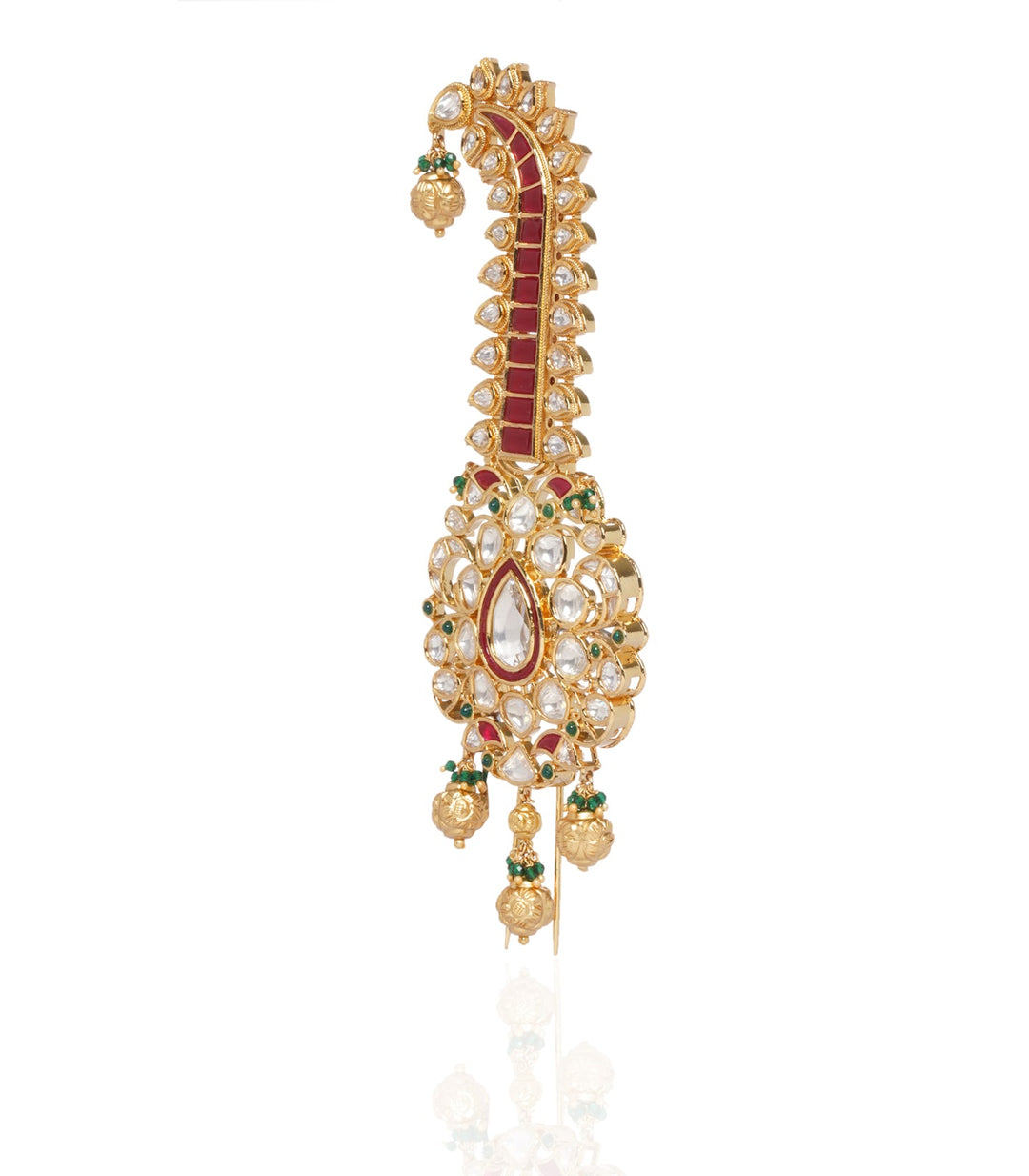 GOLD PLATED RED KUNDAN KALGI