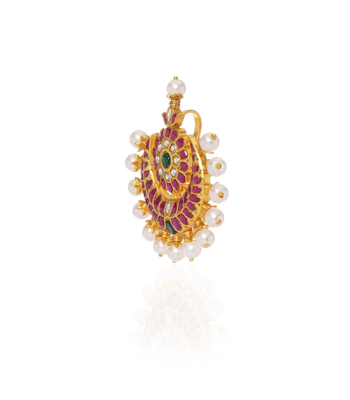 JAYA RED & GREEN  KUNDAN HAIR CLIP