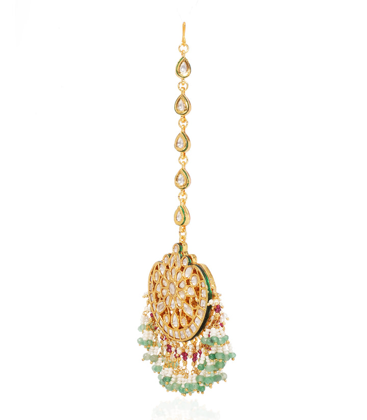 INAYA RED & GREEN KUNDAN TIKKA