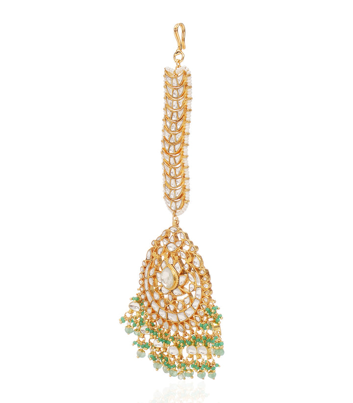 RUTVI GREEN KUNDAN TIKKA