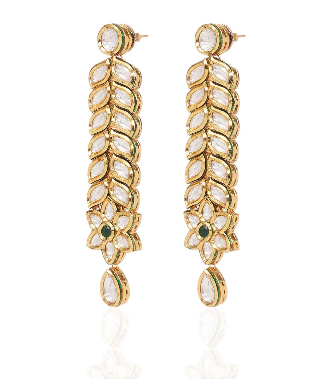 ILINA  GREEN KUNDAN STATEMENT EARRING