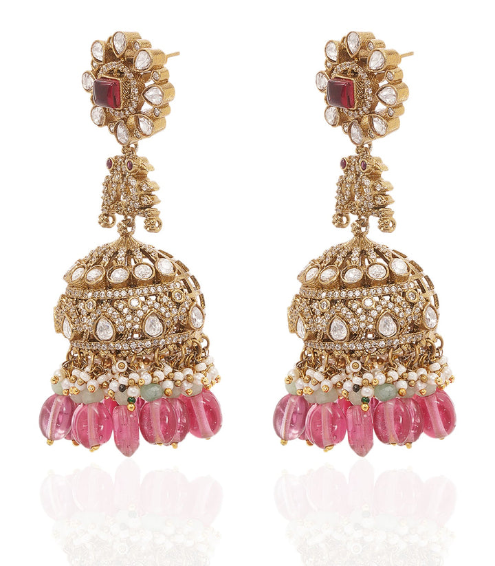 DIVYA PINK POLKI JHUMKA