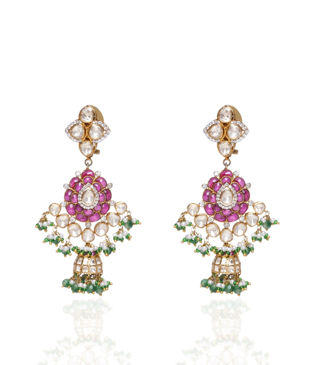 Tanishka Red & Green Moissanite Necklace Set