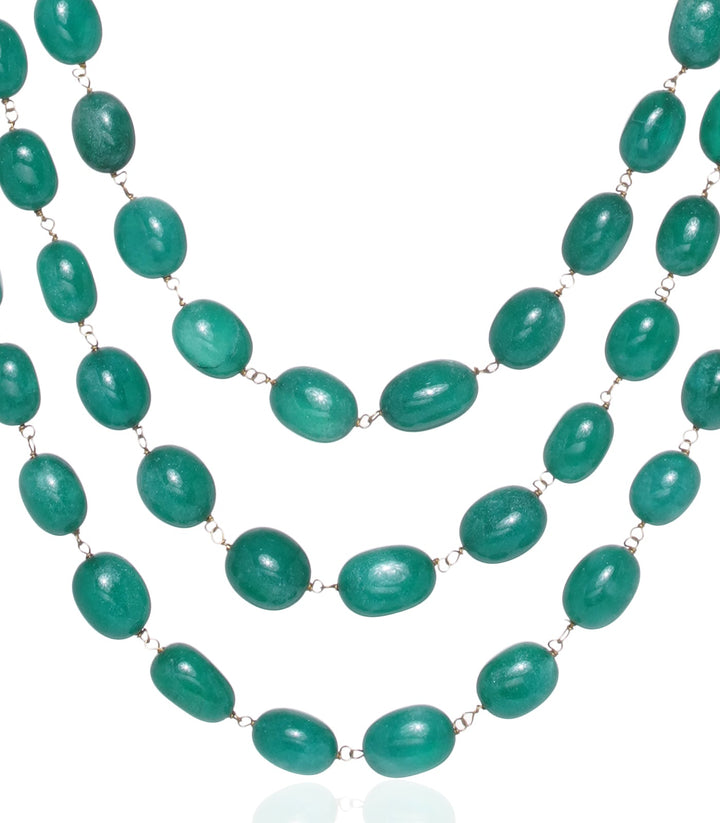SAMBHAVI GREEN ONYX THREE LINES STRING