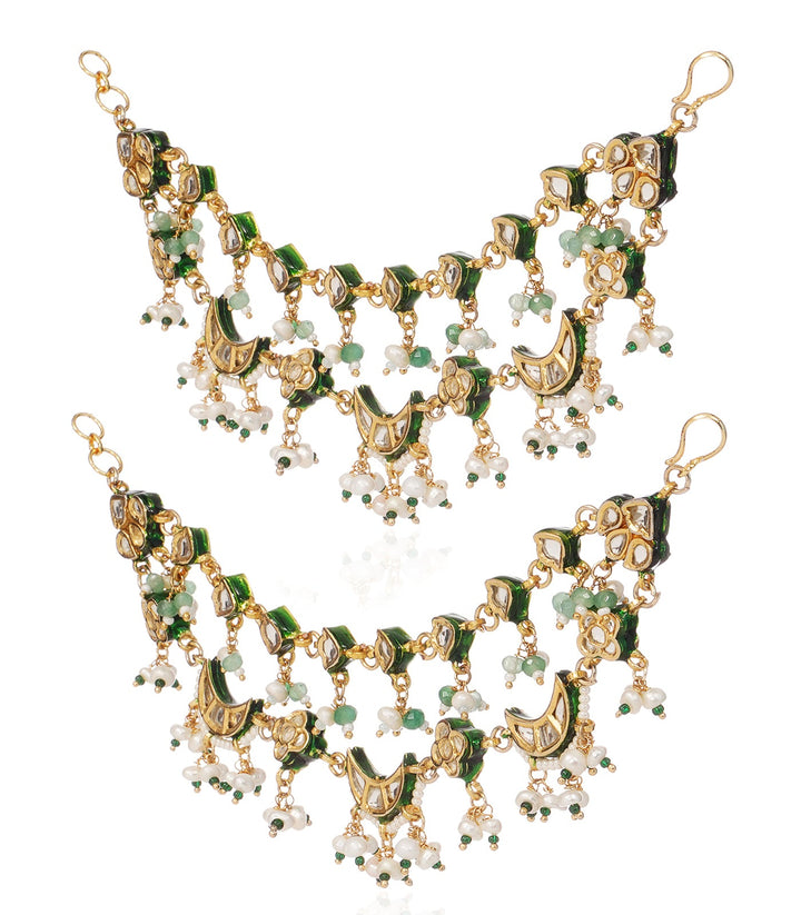 RUHI GREEN KUNDAN EARCHAIN