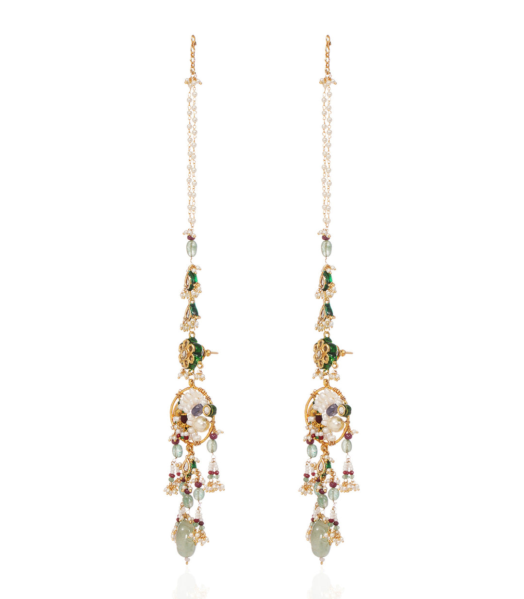 GOURVI GREEN KUNDAN STATEMENT EARRING