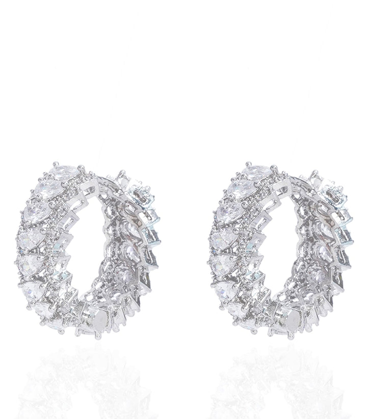 VRITI SILVER FINISH ZIRCON STUD