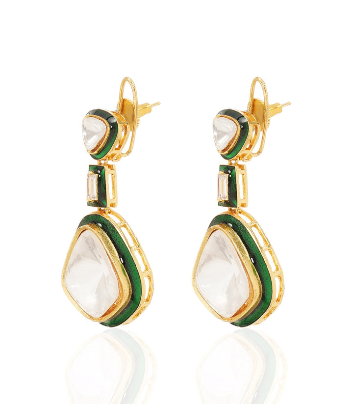 HEEMA GREEN POLKI STATEMENT EARRING