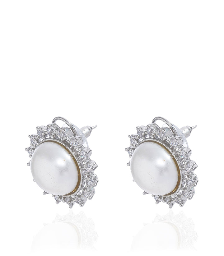 NANCY SILVER FINISH ZIRCON STUD