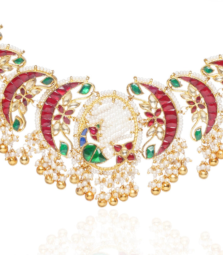 Mohini  Red & Green Choker Set
