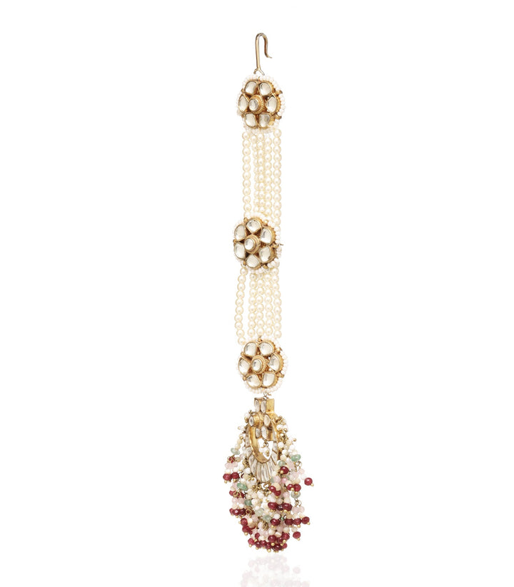 Sadhika Red & Green Kundan Tika