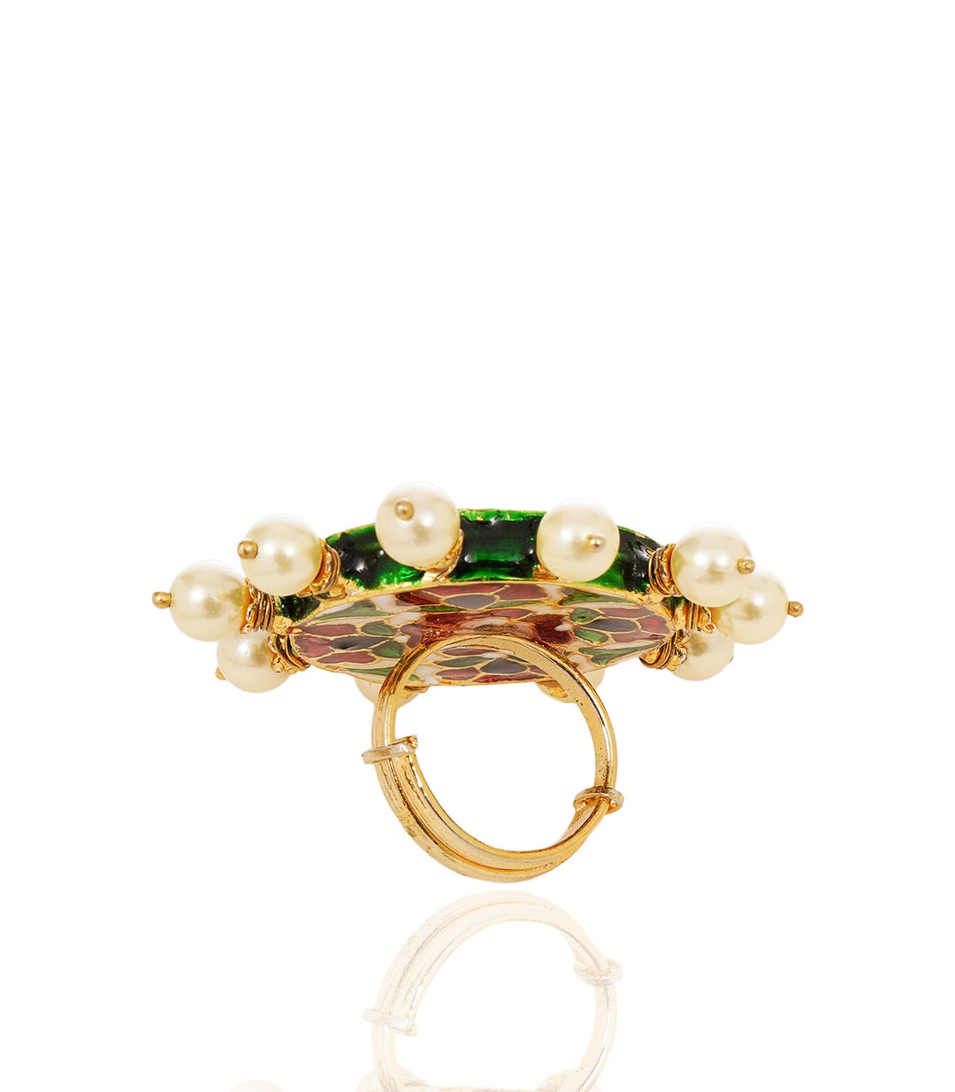 NAVYA GREEN KUNDAN RING