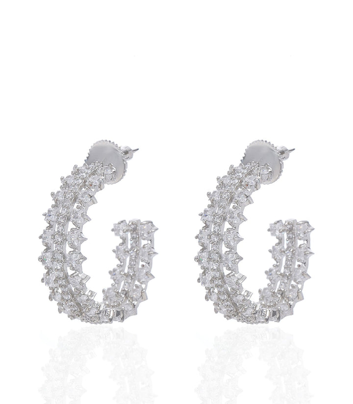 MAHI SILVER FINISH ZIRCON STUD