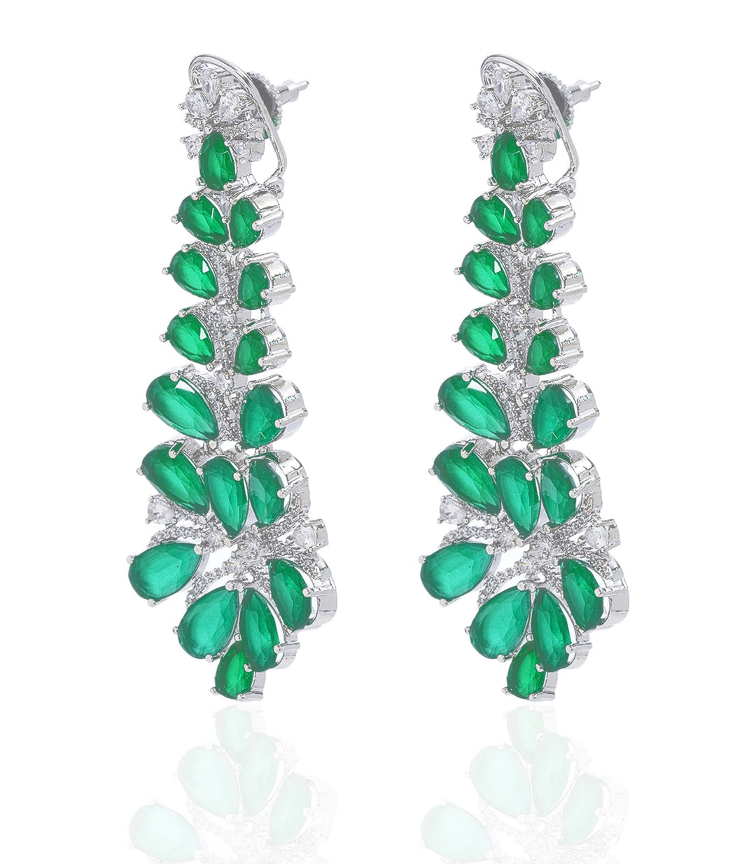 ZAREENA GREEN GREEN ONYX , ZIRCON ZIRCON EARRING