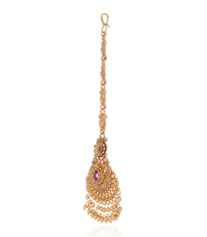 DEEPALI GOLD PLATED RED TIKA