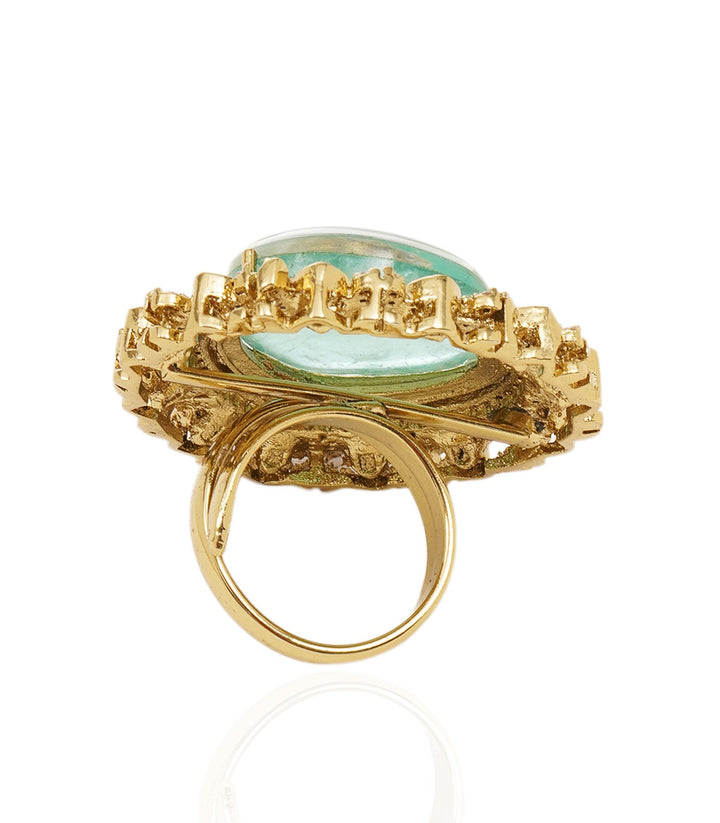 HRIDA MINT GREEN POLKI RING
