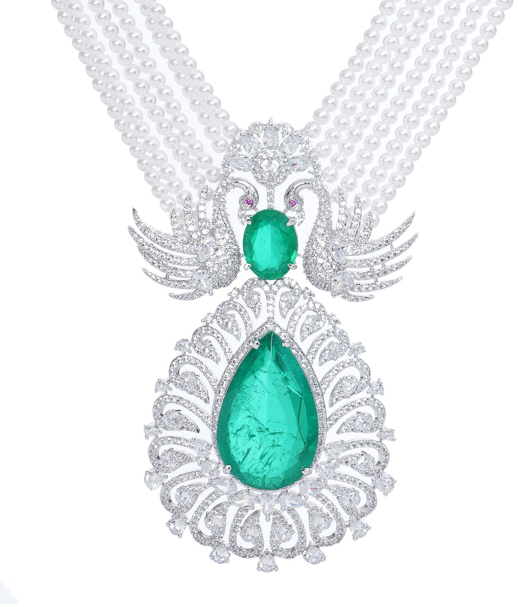 NANCY GREEN ZIRCON LONG NECKLACE