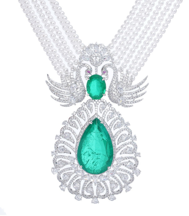 NANCY GREEN ZIRCON LONG NECKLACE