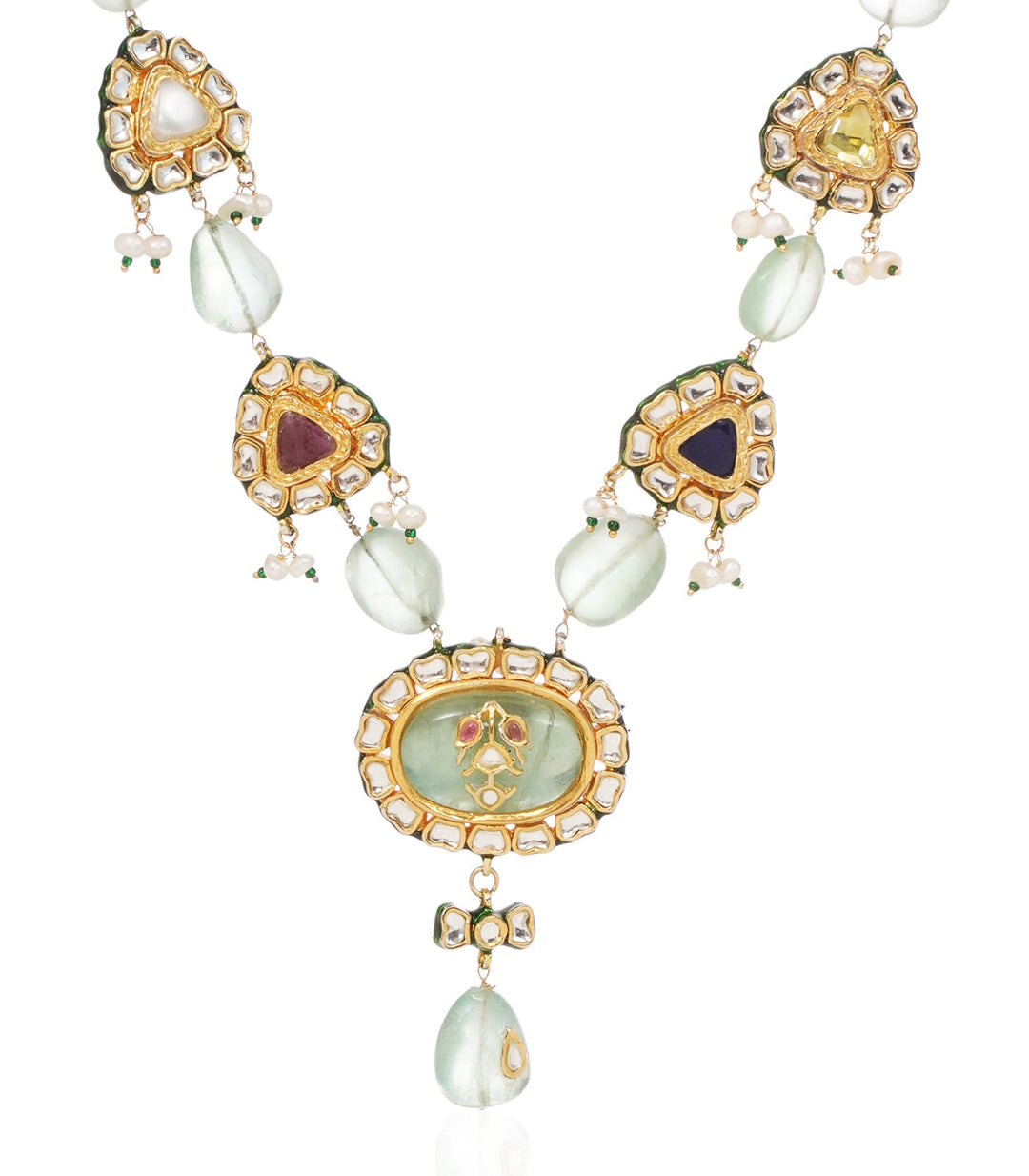 TANIKA GREEN KUNDAN LONG NECKLACE