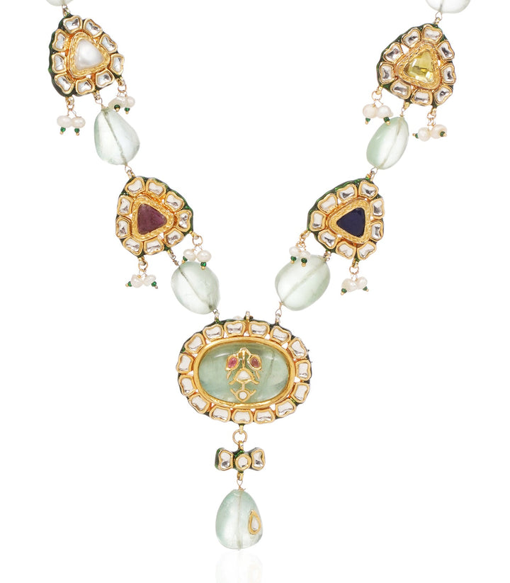 TANIKA GREEN KUNDAN LONG NECKLACE