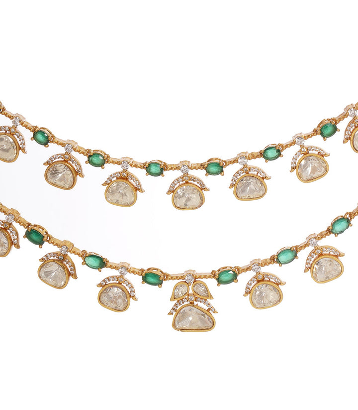 AKSHI GREEN POLKI NECKLACE SET