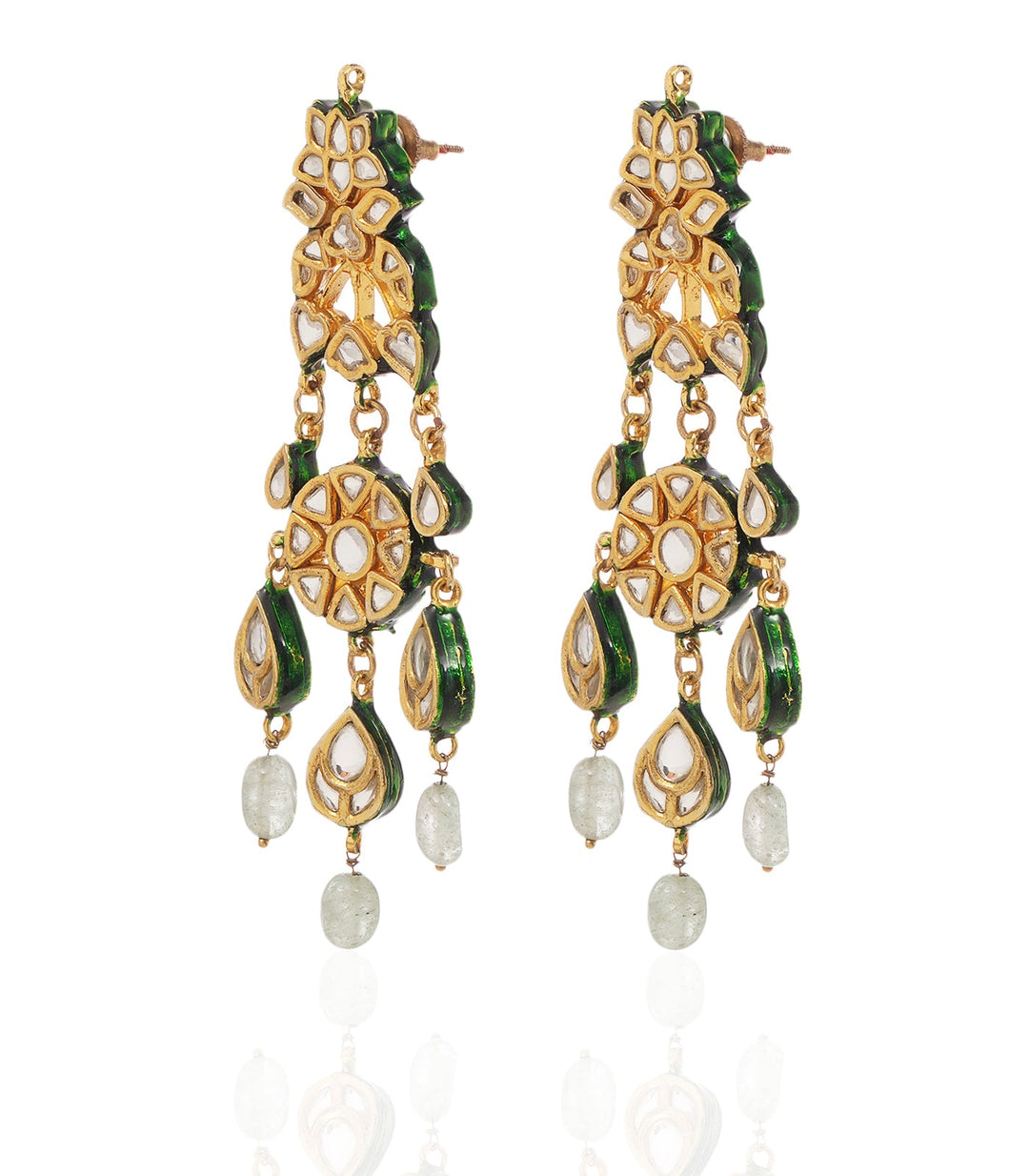 NITARA GREEN KUNDAN STATEMENT EARRING