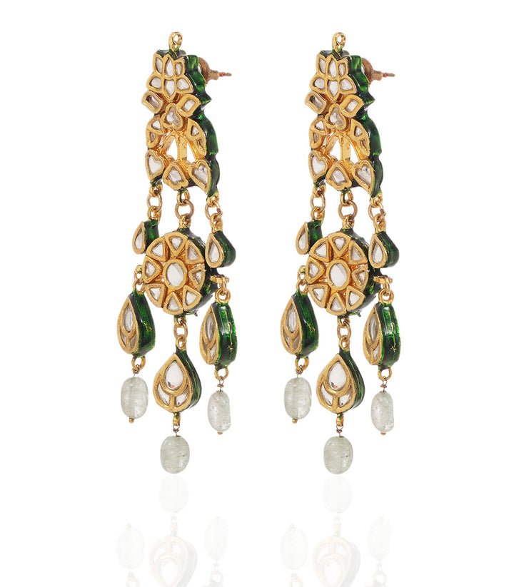 NITARA GREEN KUNDAN STATEMENT EARRING