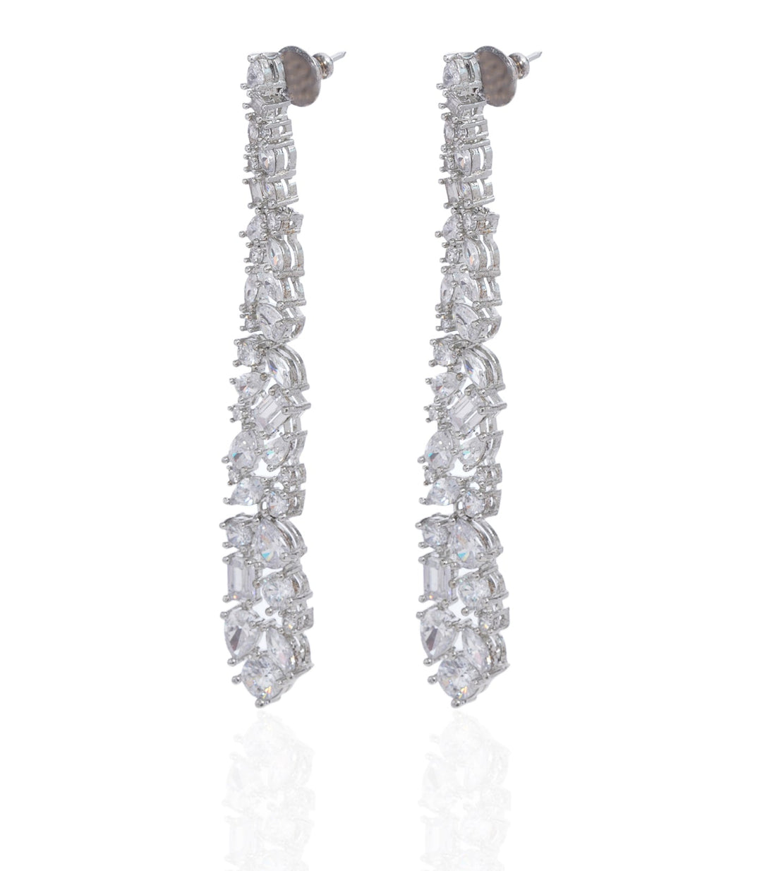 AISRA SILVER FINISH ZIRCON ZIRCON EARRING