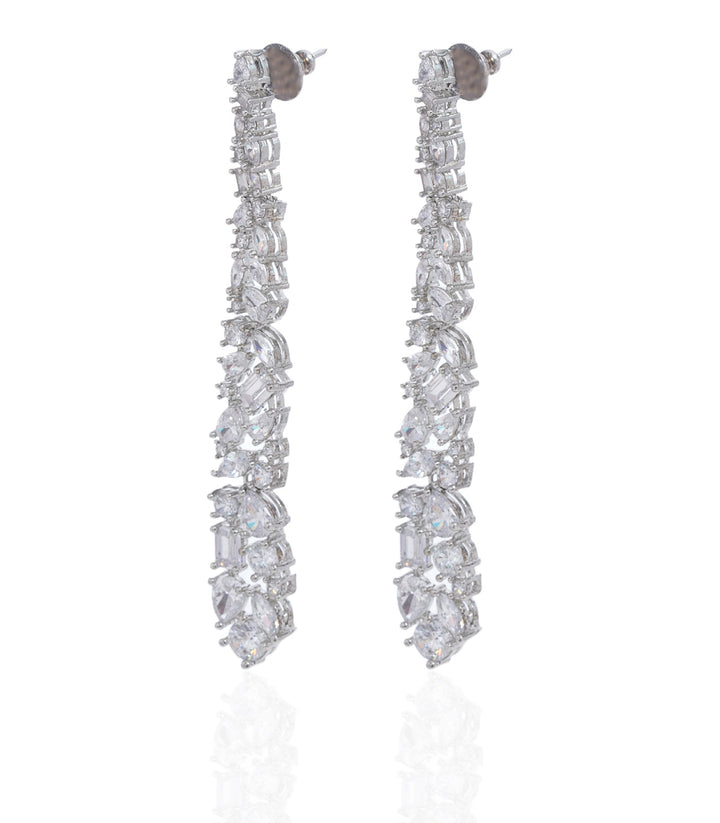 AISRA SILVER FINISH ZIRCON ZIRCON EARRING