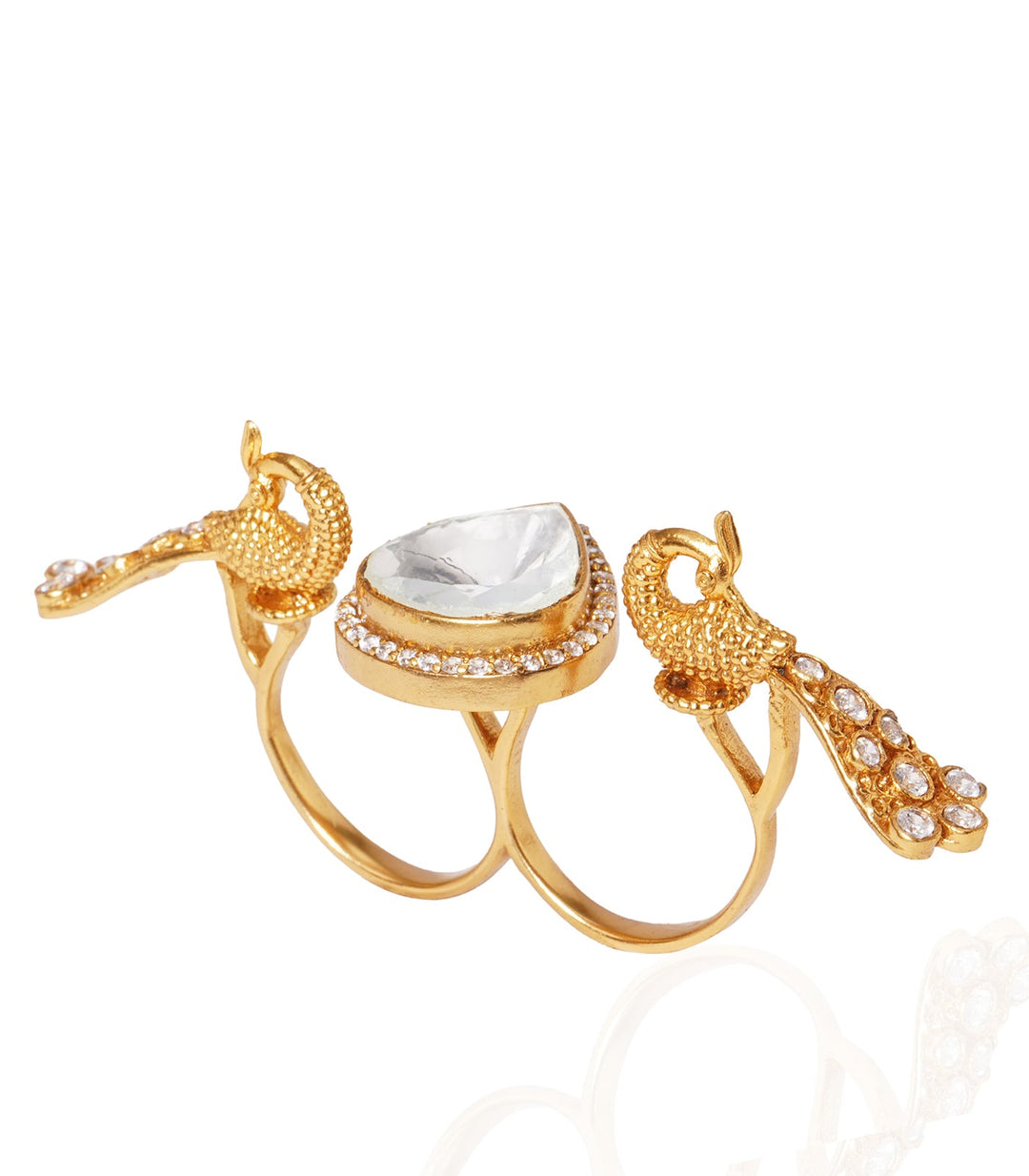 MAYUR GOLD PLATED POLKI RING