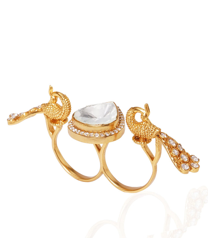MAYUR GOLD PLATED POLKI RING