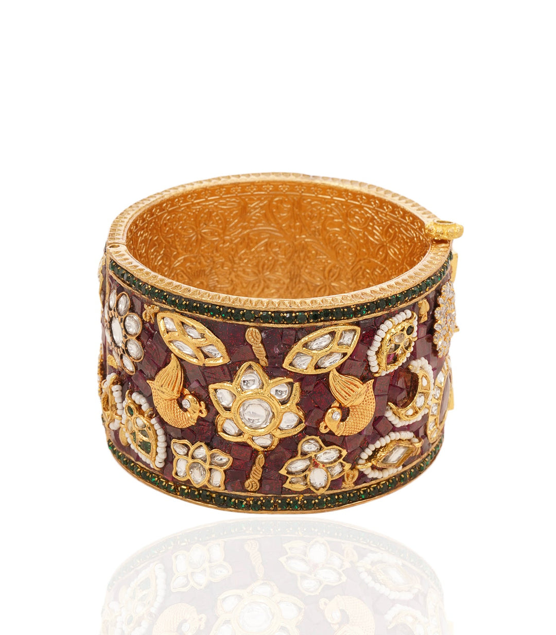 ARUNIMA RUBY & GREEN ONYX KUNDAN BANGLES