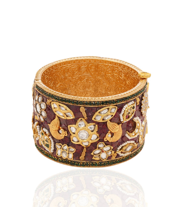 ARUNIMA RUBY & GREEN ONYX KUNDAN BANGLES