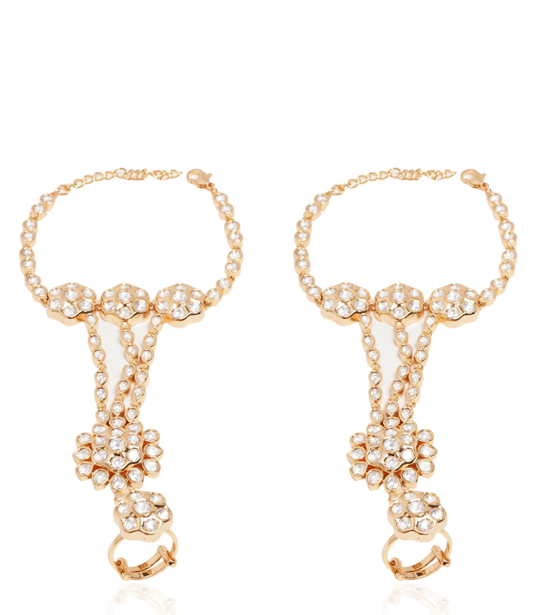 KUNDAN FLOWER LIGHT GOLD PLATED HATHPHOOL