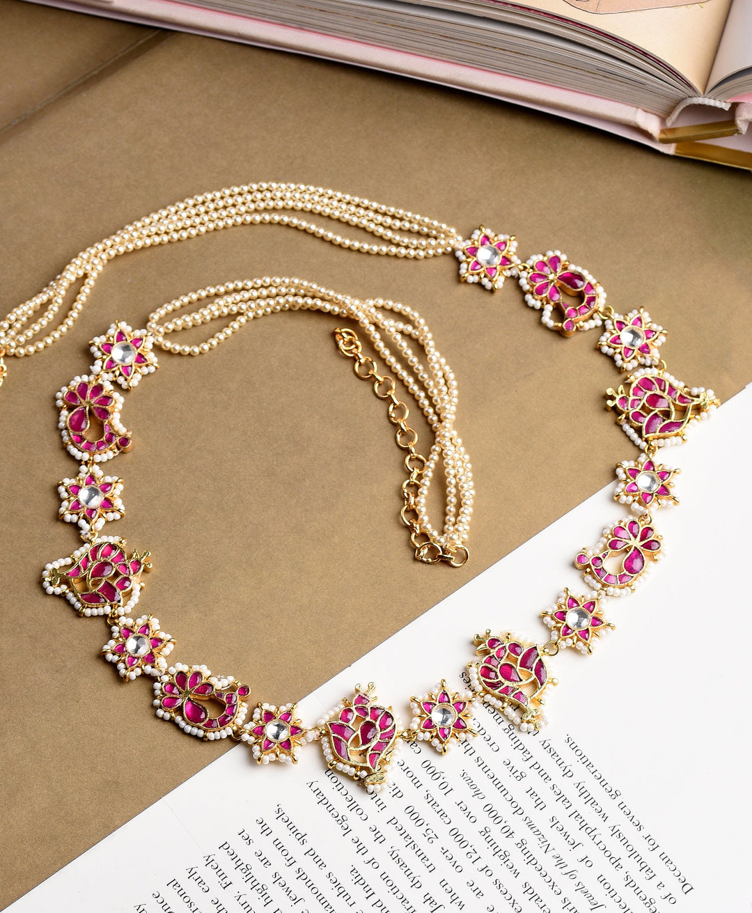 JAYASWI RED KUNDAN WAIST BELT