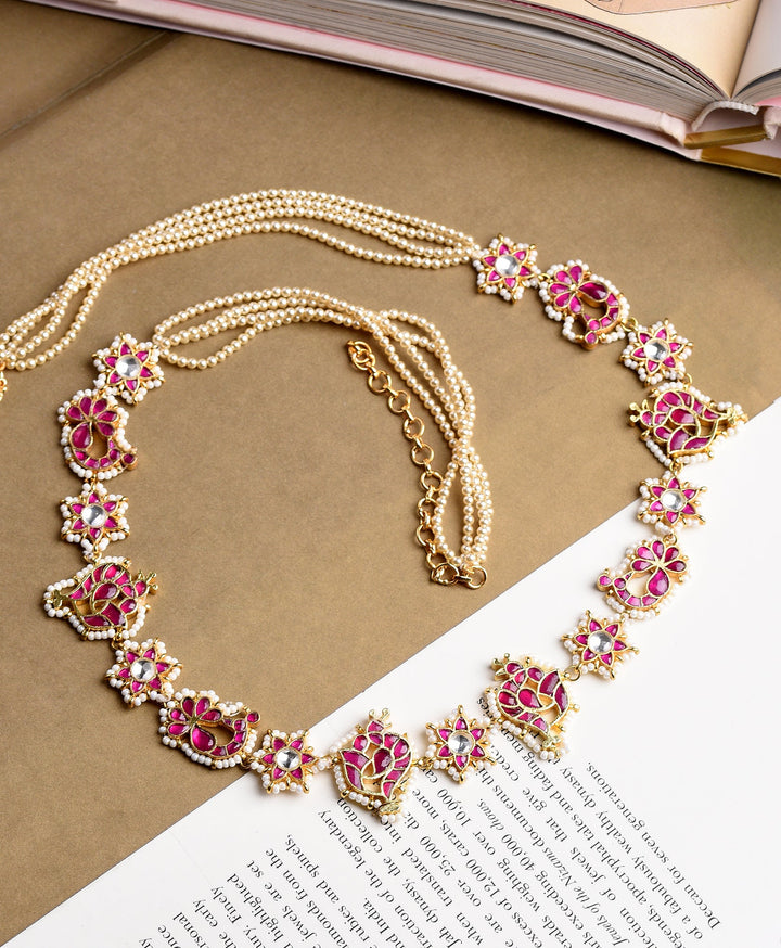 JAYASWI RED KUNDAN WAIST BELT