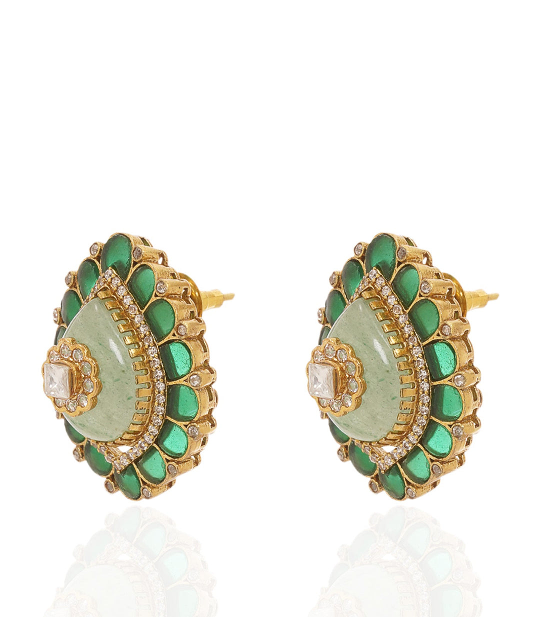 DAYITA GREEN POLKI STUD