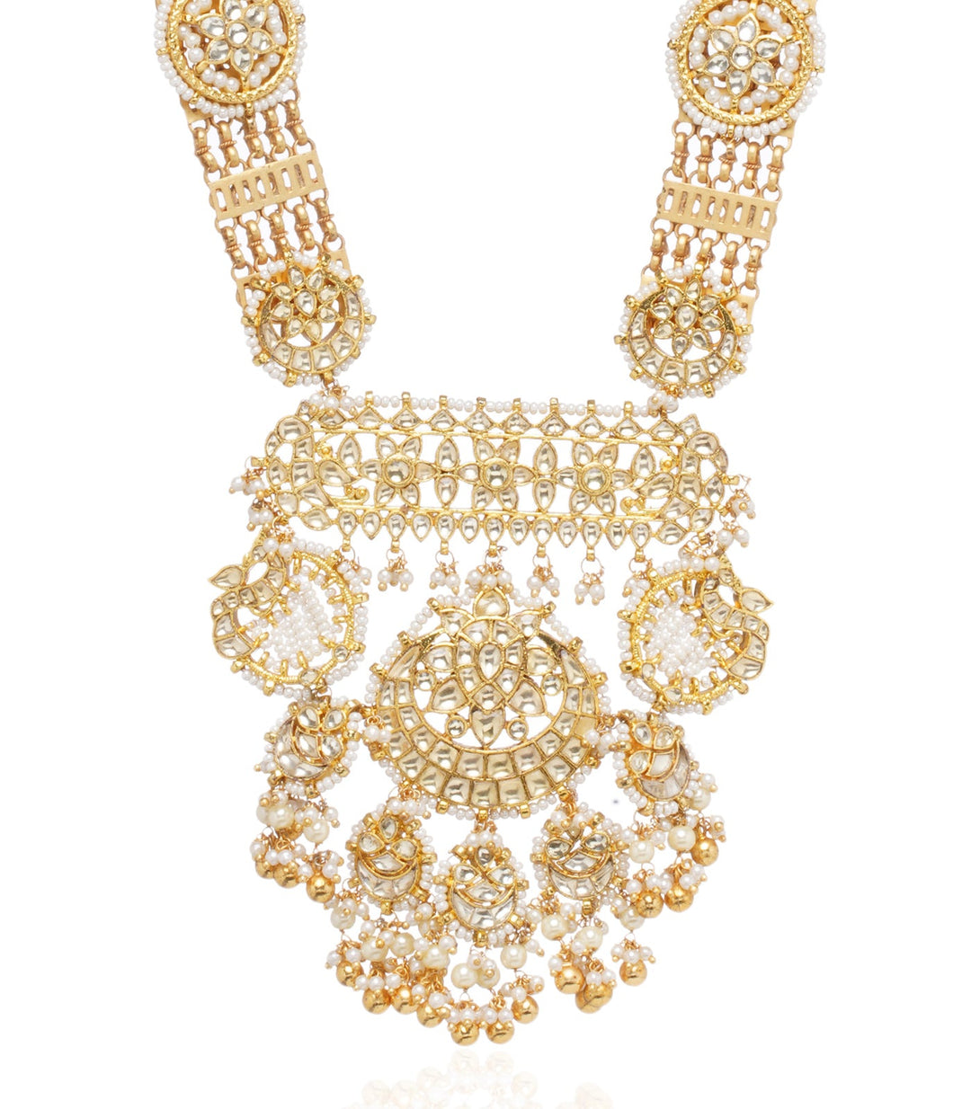 Kanika White & Gold Kundan Pendant Set