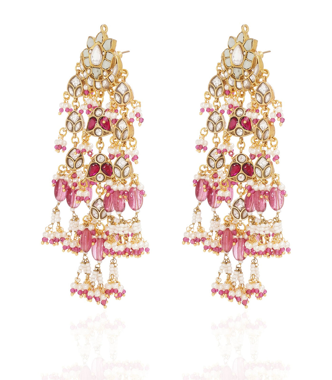 NAVITA PINK KUNDAN STATEMENT EARRING
