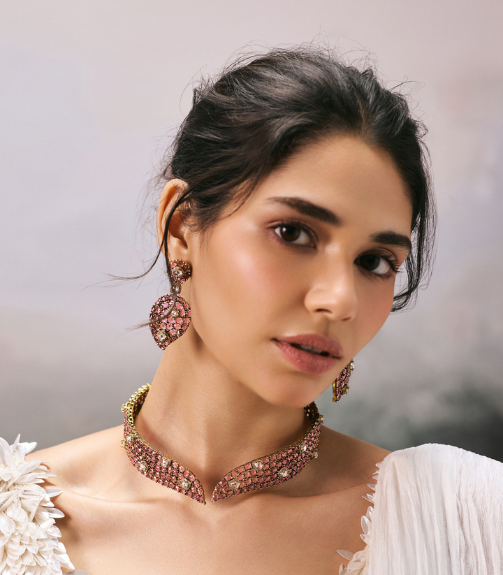 MISHKA PINK ZIRCON NECKLACE SET