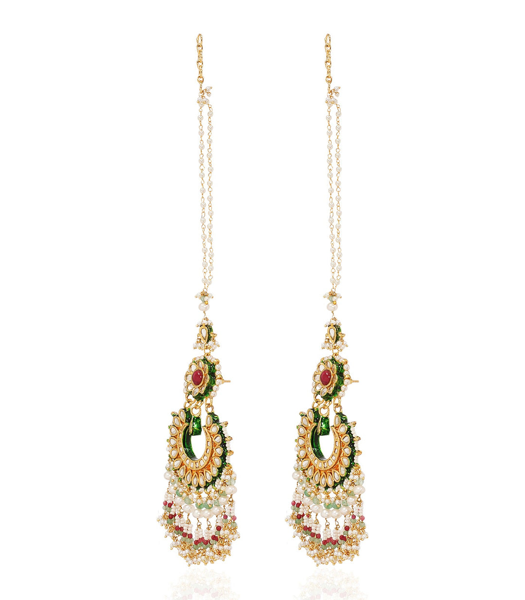 HARITA RED & GREEN KUNDAN CHANDBALI