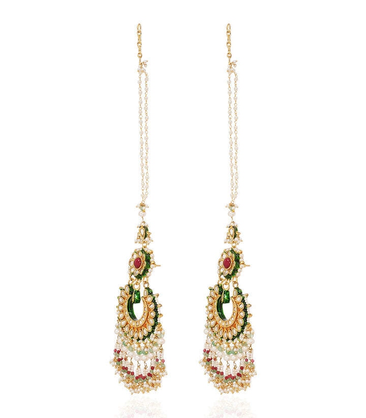 HARITA RED & GREEN KUNDAN CHANDBALI