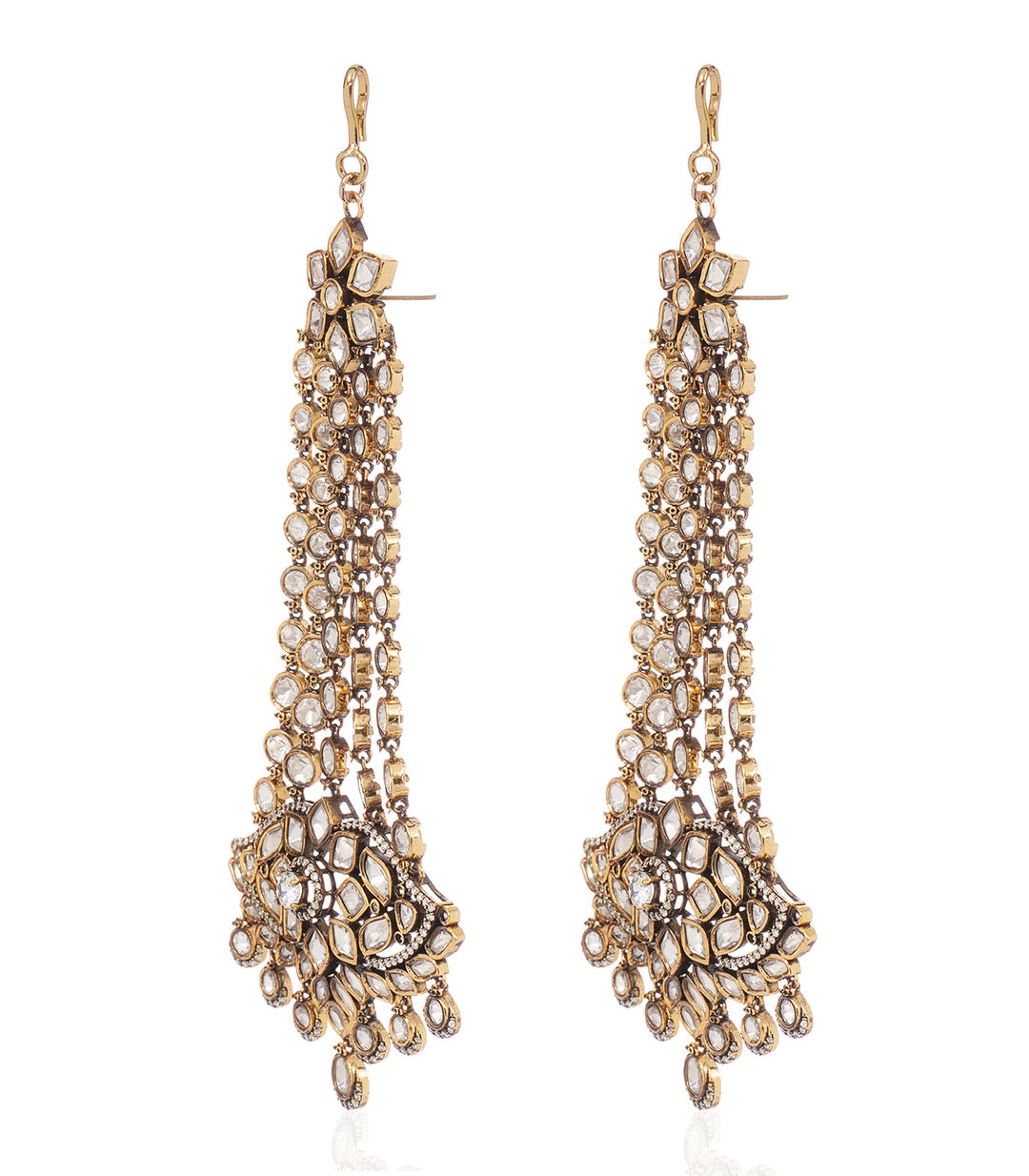 INDU ANTIQUE FINISH KUNDAN STATEMENT EARRING