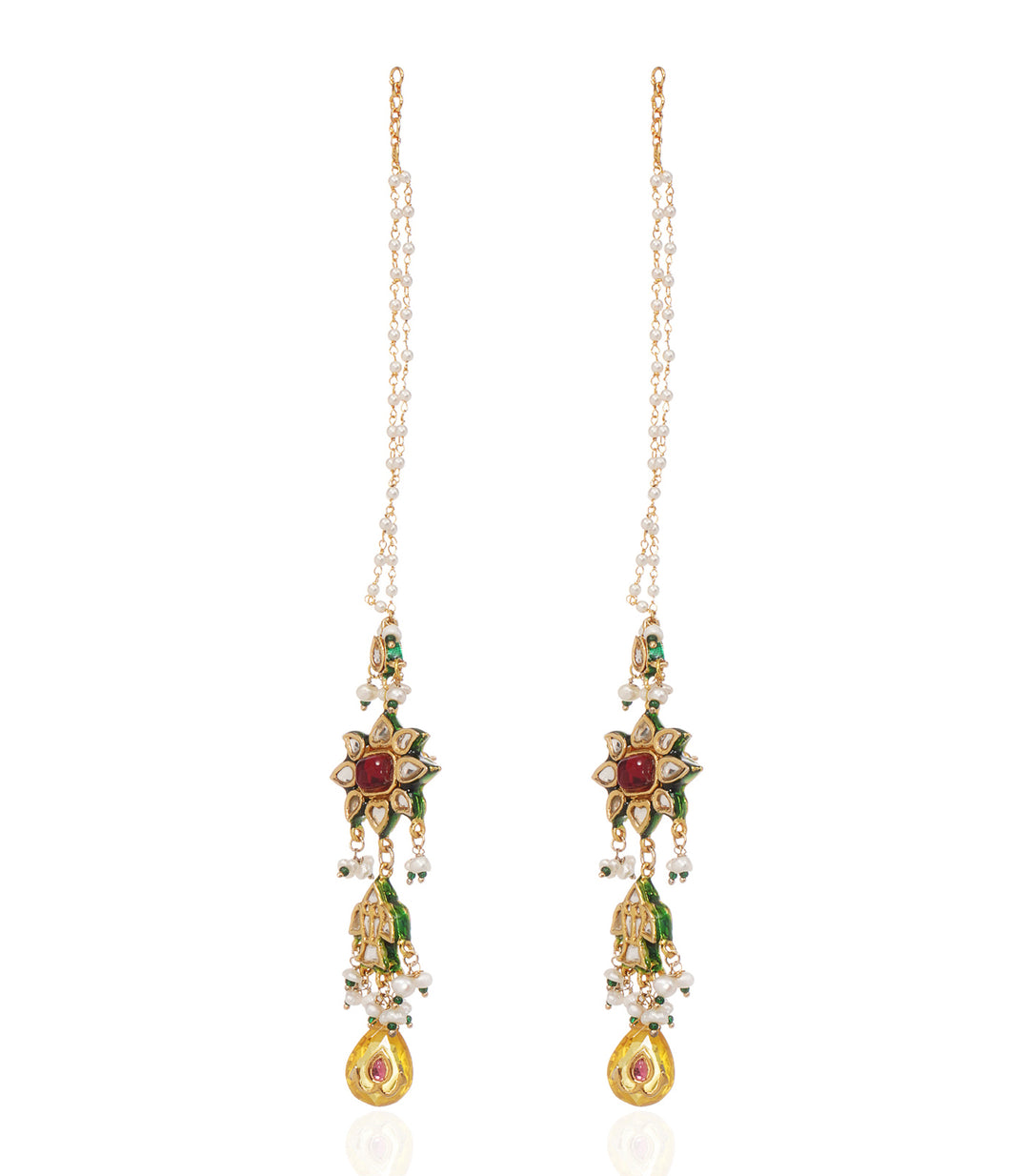 IKSHA RED KUNDAN STATEMENT EARRING