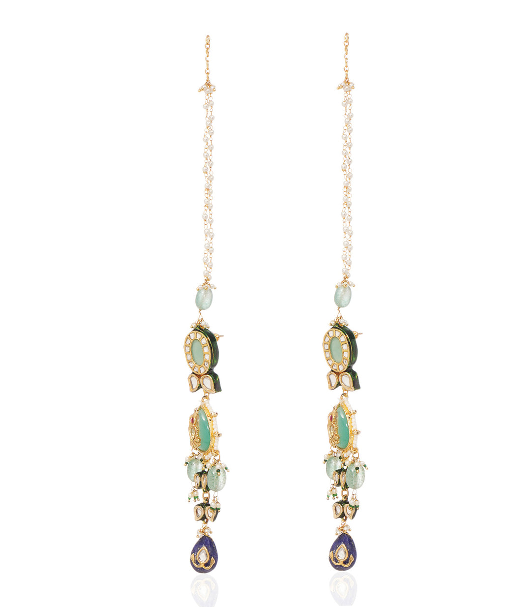 EKADHA GREEN KUNDAN STATEMENT EARRING