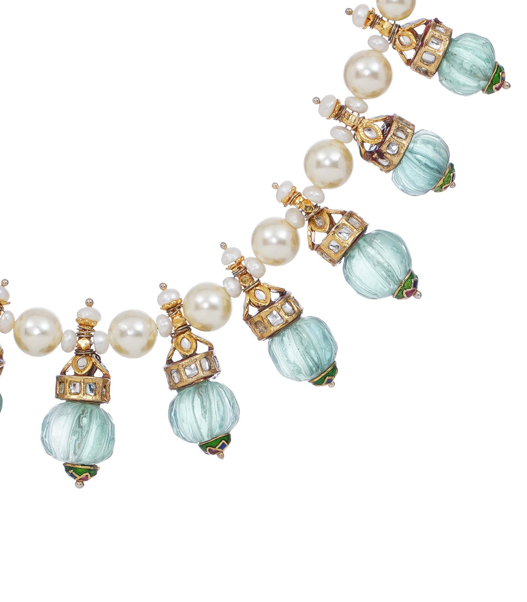 YASHICA GREEN KUNDAN LONG NECKLACE